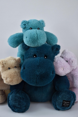 DOUDOU – Histoire d'Ours plush hippo HIP'POP, 40 cm, navy blue