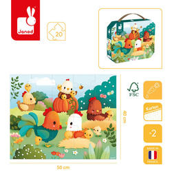 Janod -  Puzzle w walizce Witajcie na farmie 20 elementów 2+