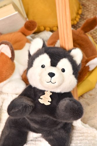 DOUDOU – Les P'tits Relax weighted plush wolf, Histoire d'Ours, 30 cm, grey