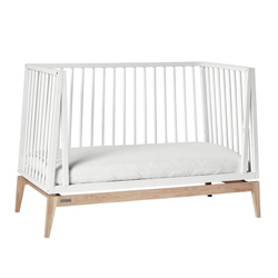 LEANDER - LUNA™ baby cot 0-3 yrs, White/Oak + Conversion kit