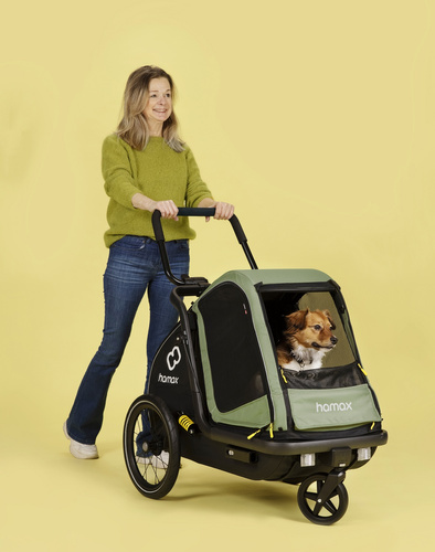Bicycle trailer for a dog - Hamax Pluto M 35 kg - Green / Black