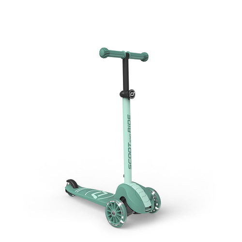 SCOOTANDRIDE - Highwaykick 3S - scooter with 2-in-1 control system and LED wheels, foldable 3+, forest