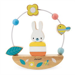 Janod - Wooden balance beam with an educational loop Zajączek Pure 12 m +