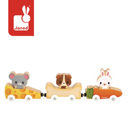 Janod - Magnetic wooden vehicles with pets Farma 18 m+
