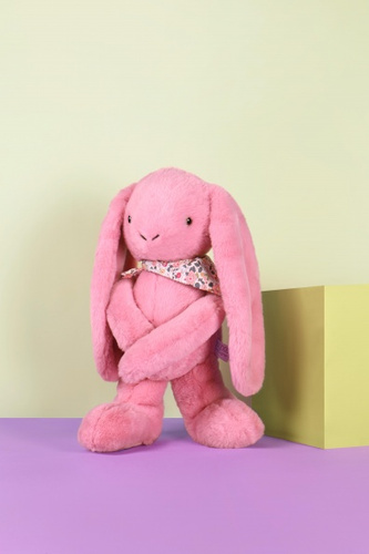 DOUDOU – Lapin Fleurette plush rabbit by Doudou et Compagnie, 50 cm, grenadine pink