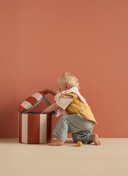Kid's Concept - Pouffe cylinder with storage, brown