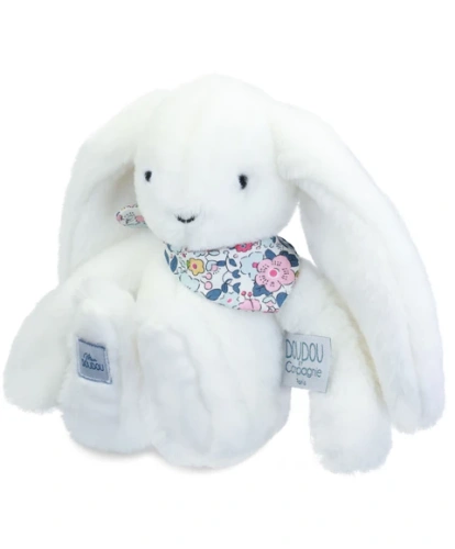 DOUDOU – Lapin Fleurette plush rabbit by Doudou et Compagnie, 25 cm, white