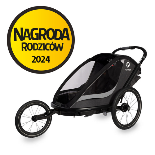 Hamax - Bike trailer for kids COCOON + Jogger wheel , double - Grey/black