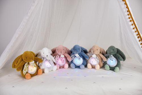 DOUDOU - musical projector night light Lapin Doudou Projection, Doudou et Compagnie, 19 cm, blue