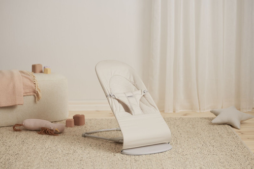 BABYBJÖRN - Bouncer BLISS Woven/Jersey Tri Fabric, Light Beige + Toy Googly Eyes