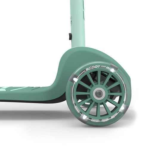 SCOOTANDRIDE - Highwaykick 3S - scooter with 2-in-1 control system and LED wheels, foldable 3+, forest