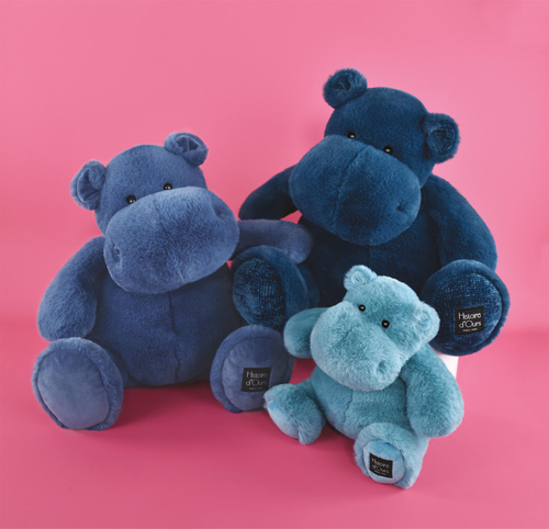 DOUDOU – plush hippo HIP'BLUE Histoire d'Ours, 40 cm, blue
