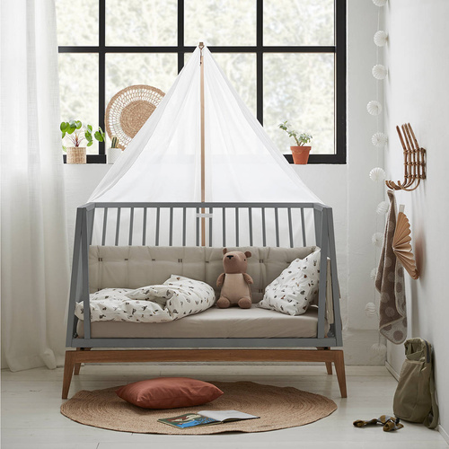 LEANDER - LUNA™ baby cot 0-3 yrs, Grey/Oak + Conversion kit