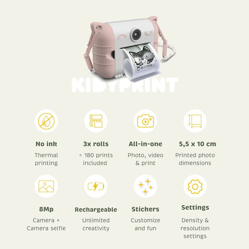 Kidywolf – camera with printing function Kidyprint, pink