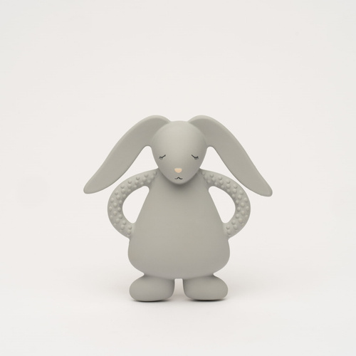 MOONIE - Natural rubber rabbit teether - SILVER