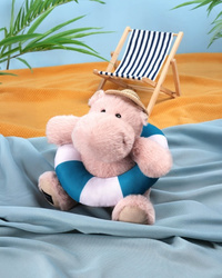 DOUDOU – Bubble Beach plush hippo by Histoire d'Ours, 20 cm, powder pink
