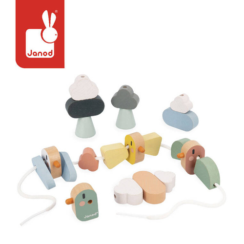 Janod - Nawlekanka z drewnianymi ptaszkami Sweet Cocoon 2+