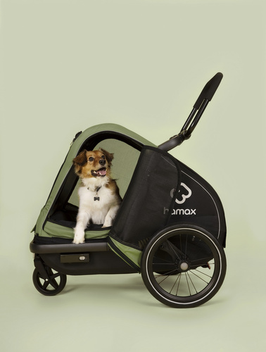 Bicycle trailer for a dog - Hamax Pluto M 35 kg - Green / Black