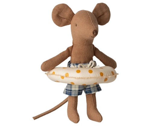 MAILEG - Beach Mouse with Wheel, Little Brother, Yellow Dots