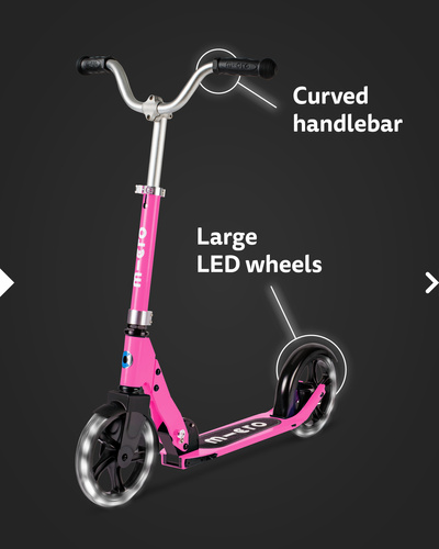MICRO - two-wheeled scooter for children Cruiser LED, pink