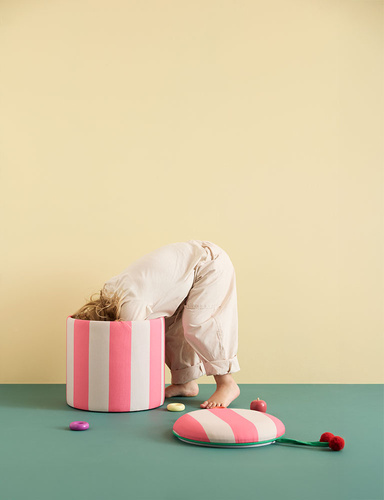 Kid's Concept - pouffe cylinder with storage, pink