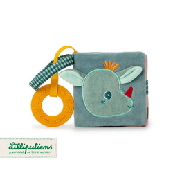 LILLIPUTIENS - Miękka mini-książeczka wielofunkcyjna z silikonowym gryzakiem Smok Joe 6 m+