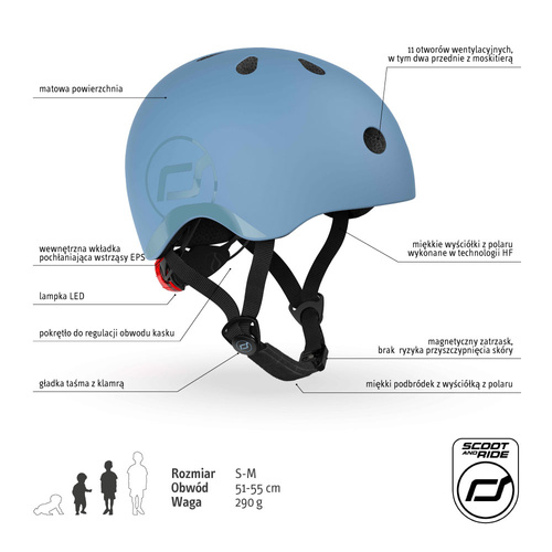 SCOOTANDRIDE - S-M helmet for children 3+ Steel