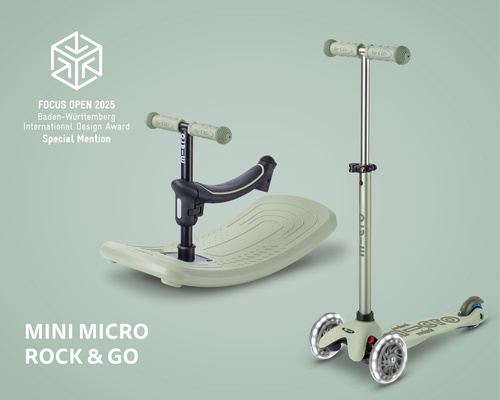 MICRO - swing scooter Mini Deluxe Rock&Go LED, olive sage
