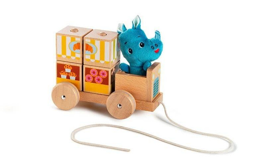 LILLIPUTIENS - Wooden food truck with 4 puzzle pieces Rhino Marius 12 m +