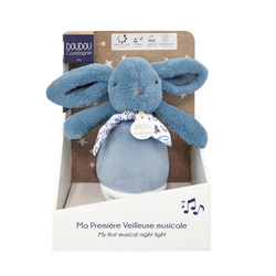 DOUDOU - musical night light Lapin Doudou Culbuto, Doudou et Compagnie, 16 cm, blue