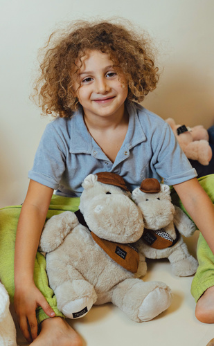 DOUDOU – HELLO BROOK plush hippo Histoire d'Ours, 20 cm, beige