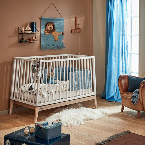 LEANDER - Forest children's bedding, Organic Cotton, 100x140 cm, Dusty blue