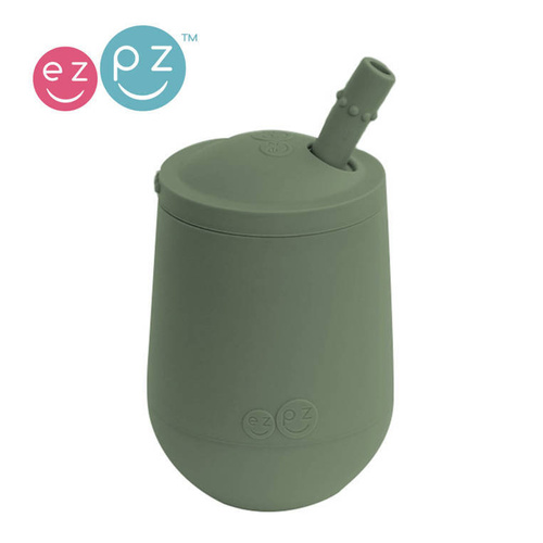 EZPZ - Silicone cup with a straw Mini Cup + Straw Training System 120 ml, olive