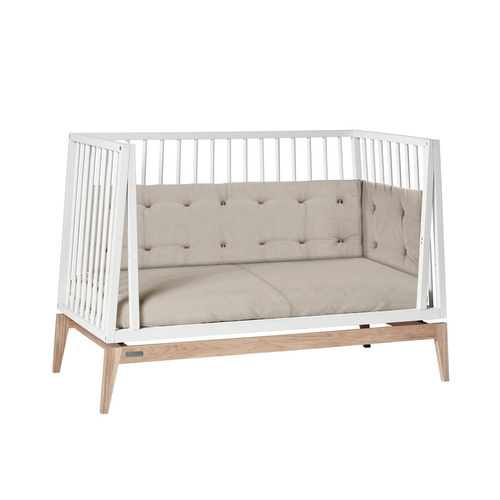 LEANDER - LUNA™ baby cot 0-3 yrs, White/Oak + Conversion kit
