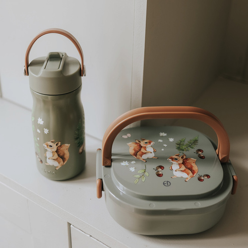 Elodie Details - backpack MIDI, Hazy Jade + lunchbox large + thermal bottle, Chipmunk Darling - SET