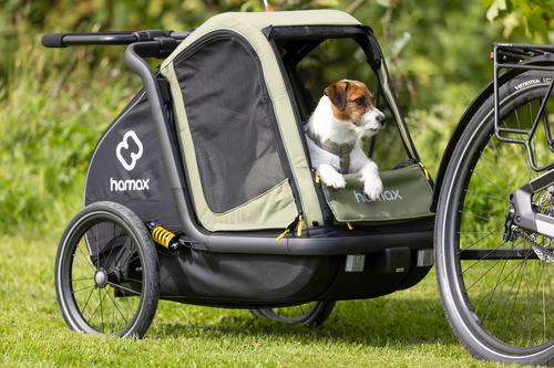 Bicycle trailer for a dog - Hamax Pluto M 35 kg - Green / Black