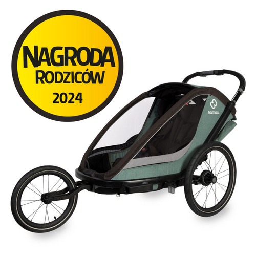Hamax - Bike trailer for kids COCOON + Jogger wheel , double - Green/black