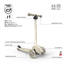 SCOOTANDRIDE - Highwaykick 3S - scooter with 2-in-1 control system and LED wheels, foldable 3+, ash