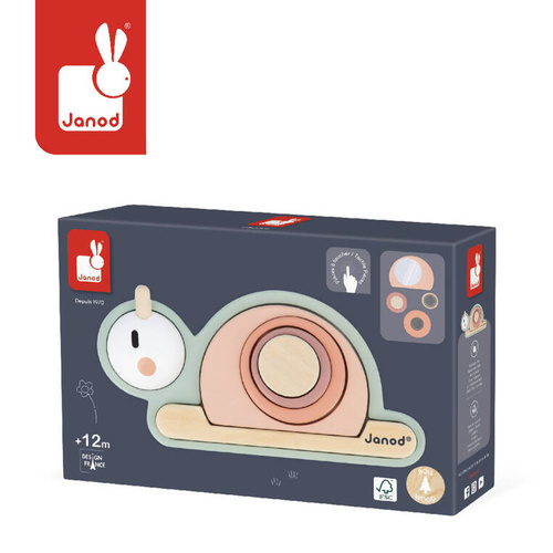Janod - Drewniana układanka sensoryczna Ślimak Sweet Cocoon 12 m +