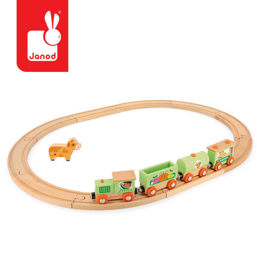 Janod - Farma Story wooden train with tracks 3+