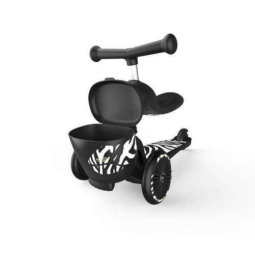 SCOOTANDRIDE Highwaykick 1 Lifestyle 2w1 Jeździk i hulajnoga z zamykanym schowkiem 1-5 lat Zebra