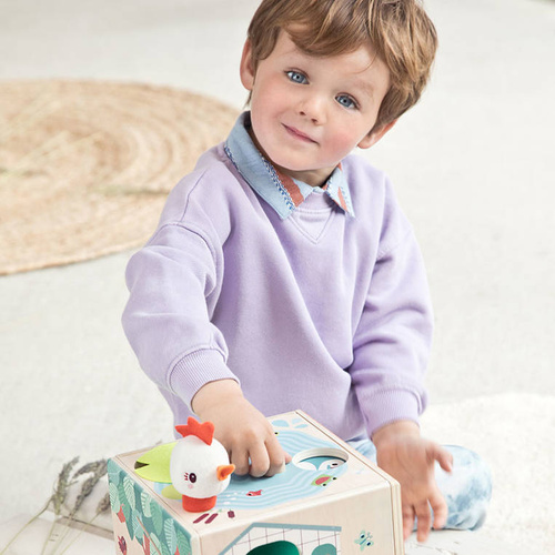 LILLIPUTIENS -Wooden activity cube - Farm 12 m+