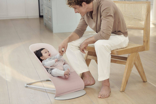 BABYBJORN - Bouncer Bliss - Light grey frame, 3D Jersey, Light pink