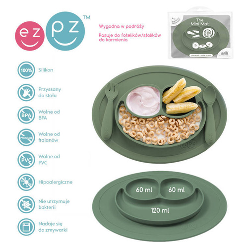 EZPZ - Silicone small plate with washer 2in1 Minimata, olive