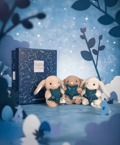DOUDOU – DOUDOU ASTRO plush rabbit with zodiac sign, Doudou et Compagnie, 12 cm, Taurus
