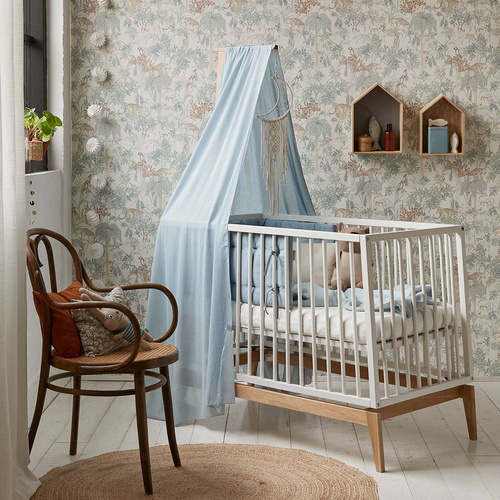 LEANDER - LUNA™ baby cot 0-3 yrs, White/Oak + Conversion kit