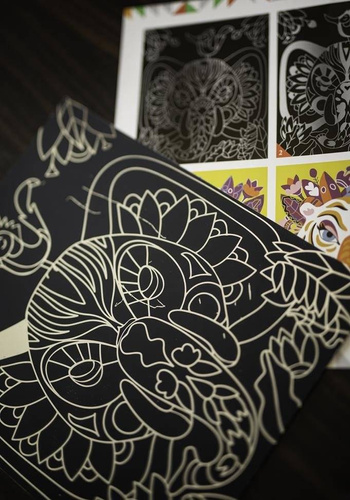 Janod - Creative set for scratching Animals of the world 5+