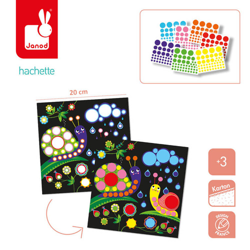 Janod - Creative set My arts & crafts 3+ round stickers