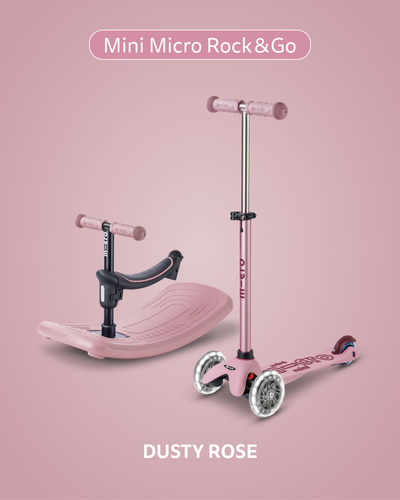 MICRO - swing scooter Mini Deluxe Rock&Go LED, dusty rose
