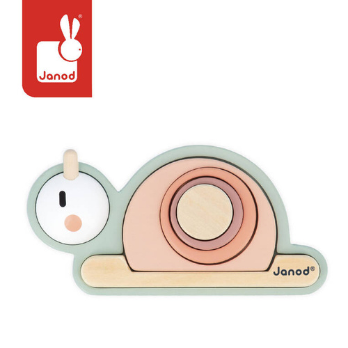 Janod - Drewniana układanka sensoryczna Ślimak Sweet Cocoon 12 m +